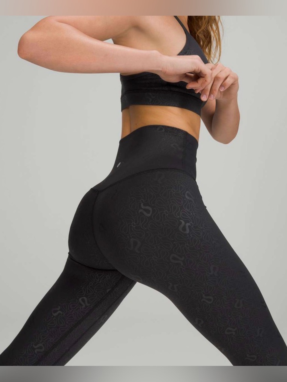 Lululemon Align High-Rise Pant 25" in Yogo Emboss Black / Black